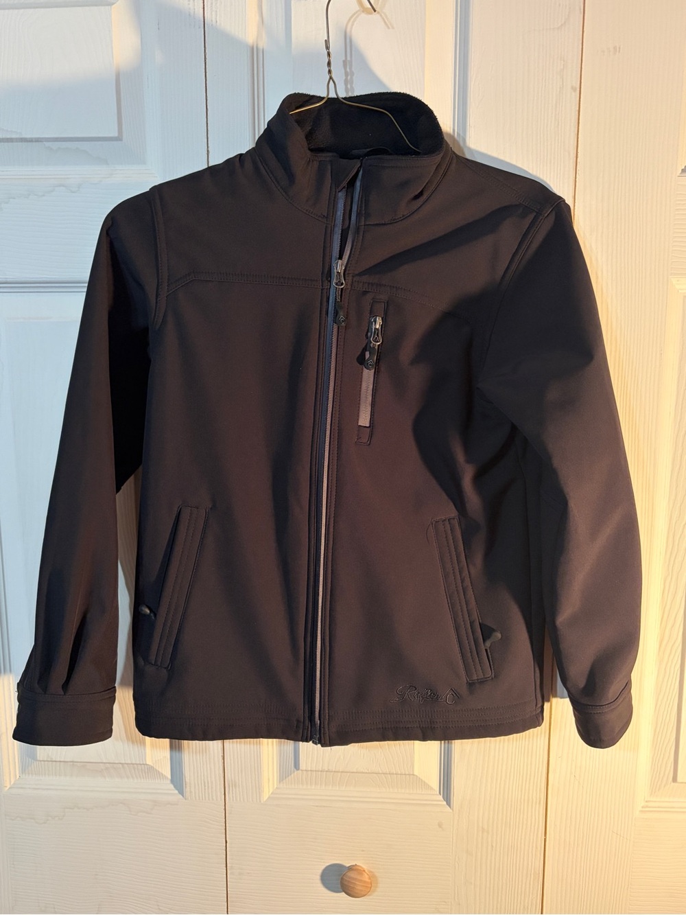 Rafter C Boys Black Softshell Jacket - Classic Zip Front